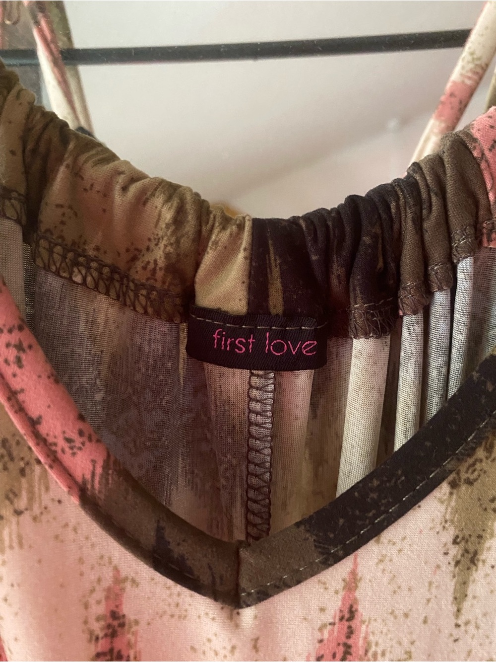 First Love Pink and Olive Chevron Cold-Shoulder Tank - Picture 2 of 4